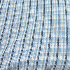 Light Blue Dark Blue White Checks Acrylic Yarn Woven Tweed