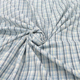 Light Blue Dark Blue White Checks Acrylic Yarn Woven Tweed