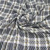 Black White Checks Acrylic Yarn Woven Tweed