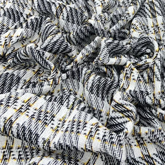 Black White Checks Acrylic Yarn Woven Tweed