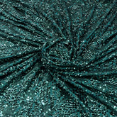 Bottle Green Heavy Sequins Net Embroidery