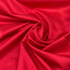 Bright Red Plain Satin Linen Fabric