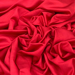 Bright Red Plain Satin Linen Fabric