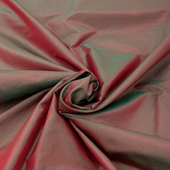 Two Tone Green Maroon Plain Pure Silk Fabric