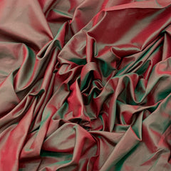 Two Tone Green Maroon Plain Pure Silk Fabric