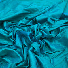 Sea Blue Plain Raw Silk Fabric