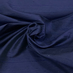 Dark Navy Blue Plain Raw Silk Fabric