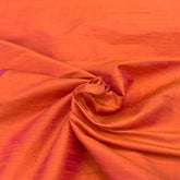 Bright Orange Plain Raw Silk Fabric