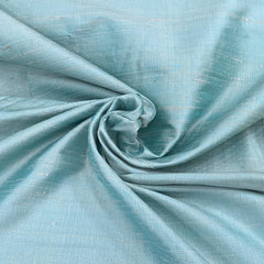 Light Blue Plain Raw Silk Fabric