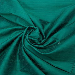 Bottle Green Plain Raw Silk Fabric