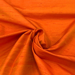 Dark Orange Plain Raw Silk Fabric
