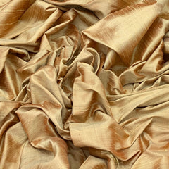 Two Tone Gold Plain Raw Silk Fabric