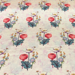 Linen Satin Printed Fabric