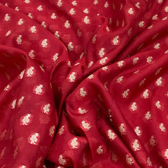 Red Dupion Silk Brocade Butti