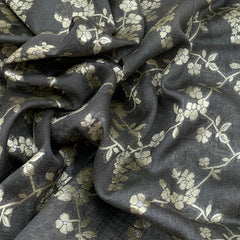 Grey Dupion Silk Zari Jal Brocade