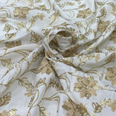 Off White Gold Slub Silk Gota Zari Embroidery