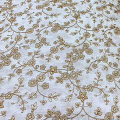 Off White Gold Slub Silk Jal Zari Embroidery