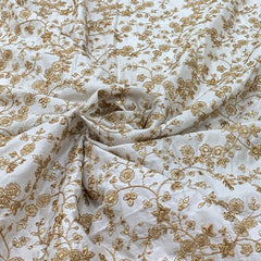 Off White Gold Slub Silk Jal Zari Embroidery