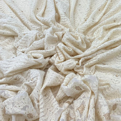 White Georgette Embroidery Fabric