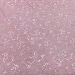 Pastel Pink Slub Silk Jal Thread Sequins Embroidery