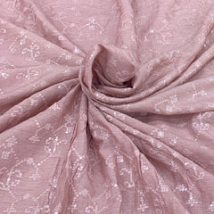 Pastel Pink Slub Silk Jal Thread Sequins Embroidery