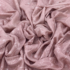 Pastel Pink Slub Silk Jal Thread Sequins Embroidery