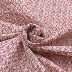 Pink Raw Silk Thread Sequins Embroidery