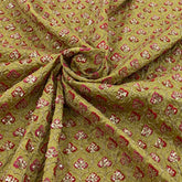 Mehendi Green Slub Silk Sequins Thread Zari Embroidery