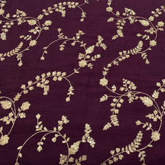 Deep Wine Slub Silk Jal Zari Embroidery