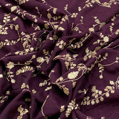 Deep Wine Slub Silk Jal Zari Embroidery