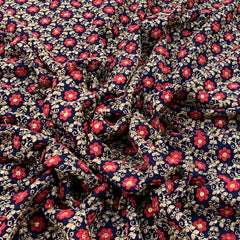 Royal Blue Slub Silk Zari Embroidery