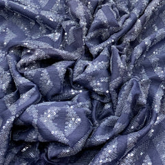 Light Purple Slub Silk Sequins Embroidery