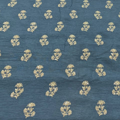 Teal Slub Silk Zari Butti Embroidery