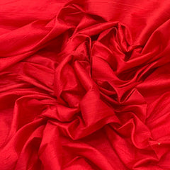 Blood Red Plain Raw Silk Fabric