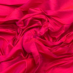 Bright Pink Plain Raw Silk Fabric