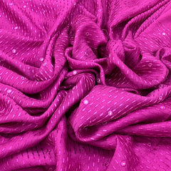 Magenta Pink Slub Silk Thread Mirrorwork Embroidery