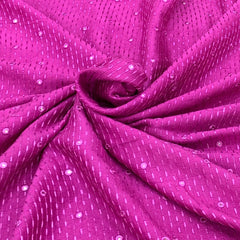 Magenta Pink Slub Silk Thread Mirrorwork Embroidery