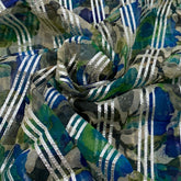 Green Blue Floral Organza Gotta Embroidery