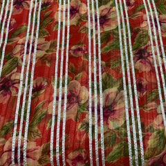 Rust Orange Floral Organza Gotta Embroidery