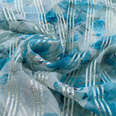 Blue Floral Organza Gotta Embroidery