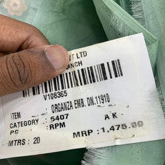 Sea Green Floral Organza Thread Embroidery