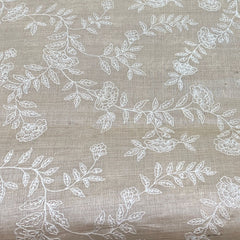 Natural Beige Floral Jal Tussar Silk Embroidery