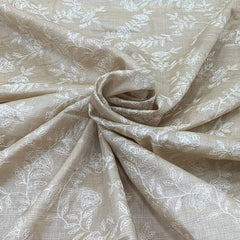 Natural Beige Floral Jal Tussar Silk Embroidery