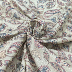 Off White Multicolor Slub Silk Sequins Thread Kantha Embroidery