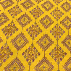 Yellow Symmetrical Slub Silk Thread Sequins Embroidery