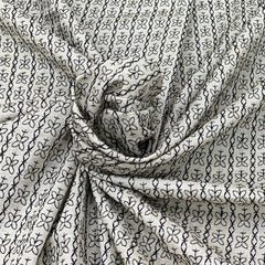 Beige Black Thread Tussar Silk Embroidery
