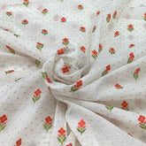 Off White Floral Chanderi Zari Butti Embroidery