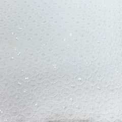 White Rayon Cotton Thread Sequins Embroidery