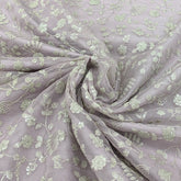 Lilac Organza Sequins Thread Embroidery