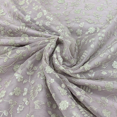 Lilac Organza Sequins Thread Embroidery